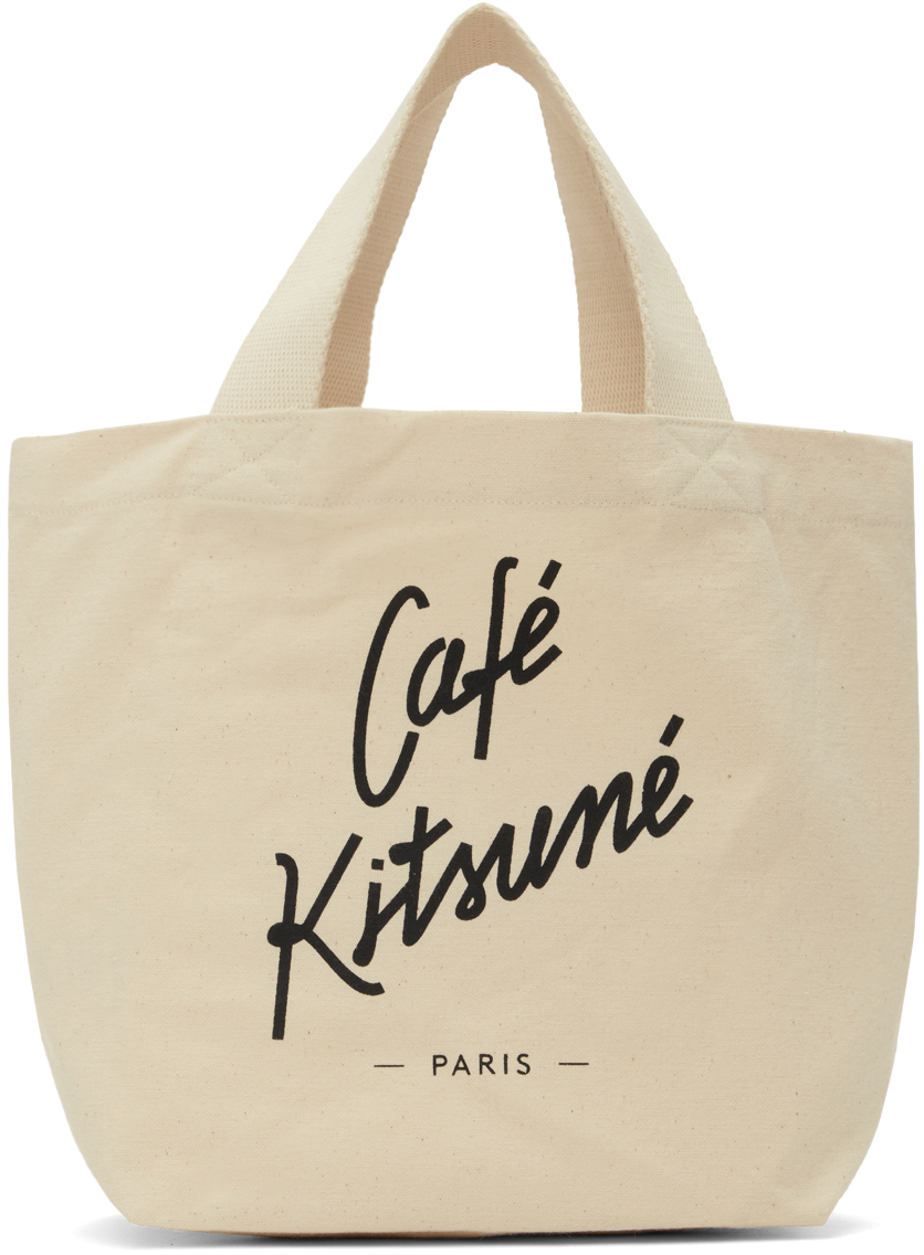 

Beige Mini Cafe Kitsune Tote Maison Kitsune