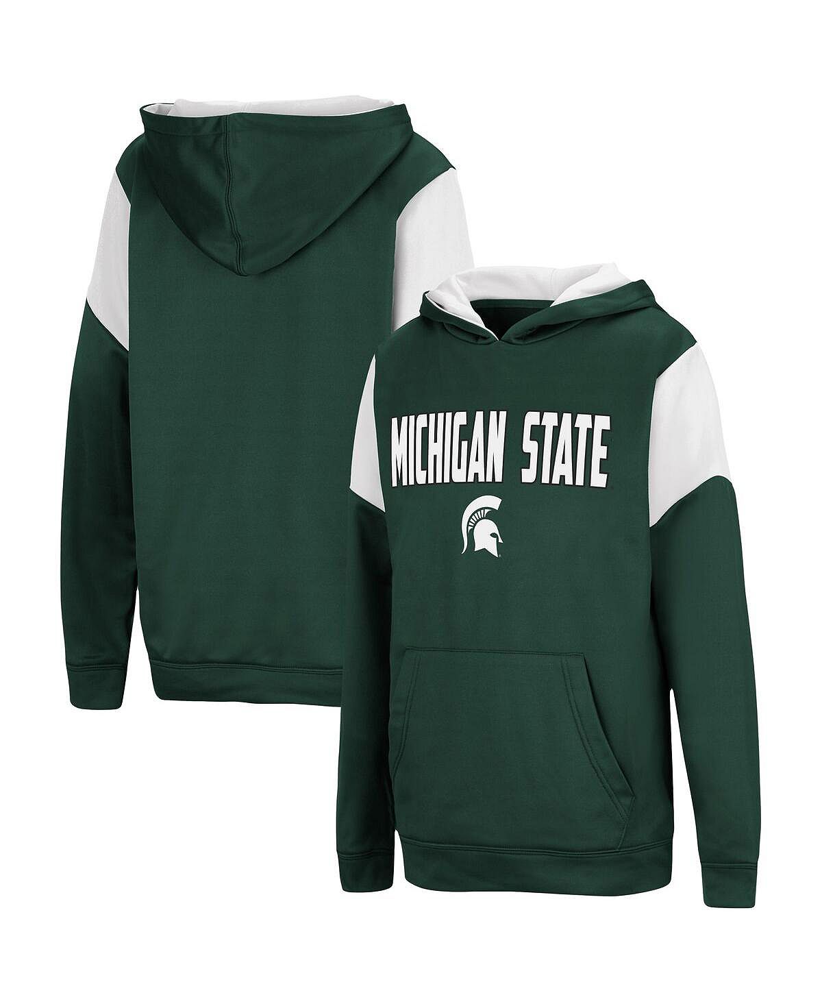 

Зеленый пуловер с капюшоном Big Boys and Girls Michigan State Spartans VF Cut Sew Colosseum