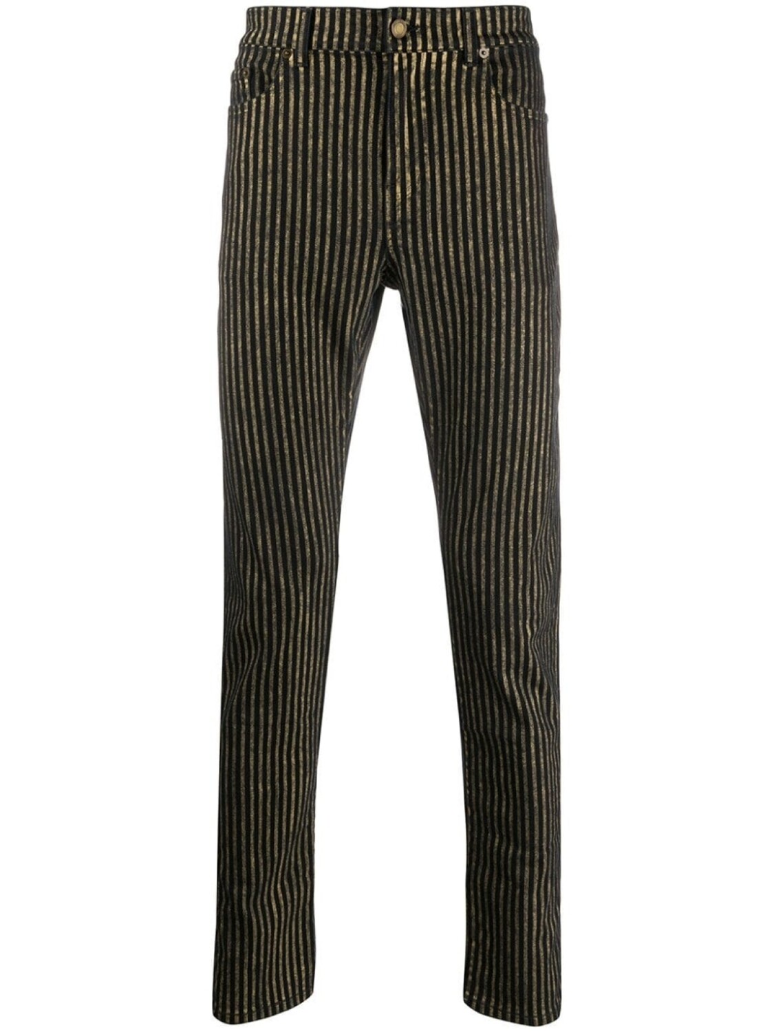

Saint Laurent джинсы в полоску с эффектом металлик, черный