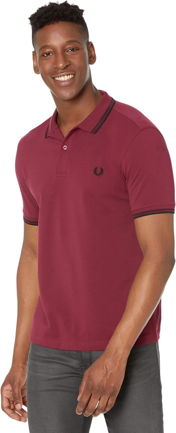 

Рубашка-поло Twin Tipped Fred Perry Shirt Fred Perry, цвет Tawny Port/Black/Black