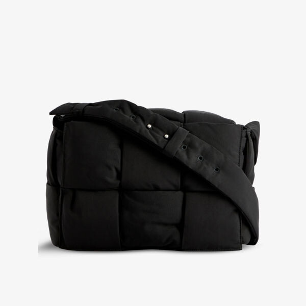 

Сумка через плечо с мягкой подкладкой из ткани интреччато Bottega Veneta, черный