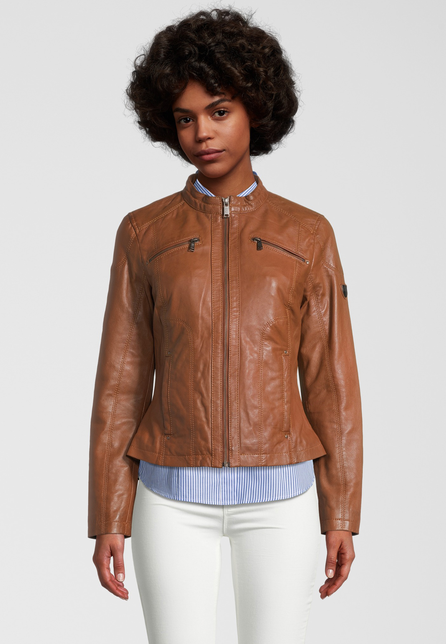Кожаная куртка H.I.S mit Label Patch, цвет D COGNAC кожаная куртка h i s mit label detail цвет d brown