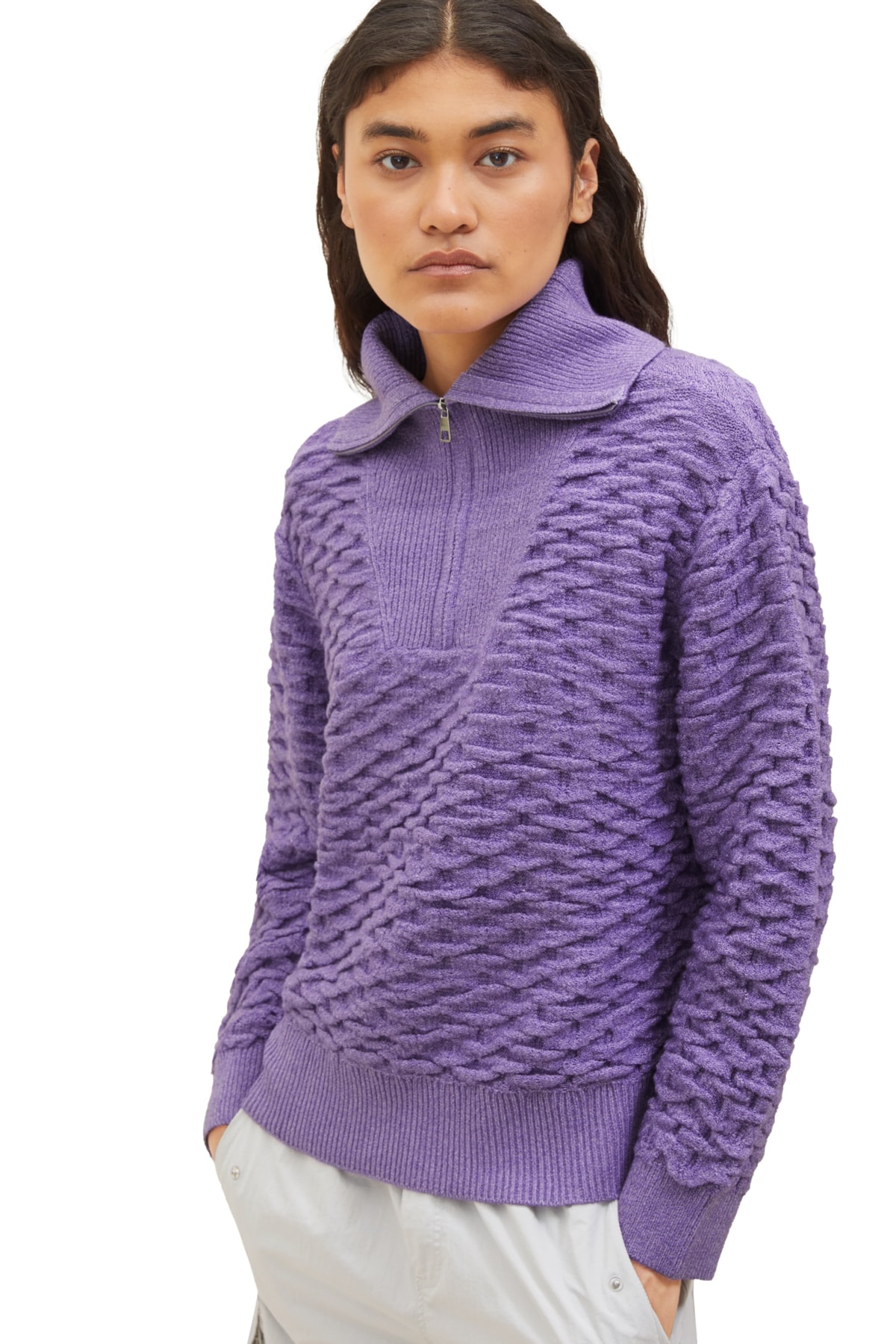 Кардиган - Фиолетовый - Классический крой Tom Tailor Denim, фиолетовый худи tom tailor размер xl фиолетовый