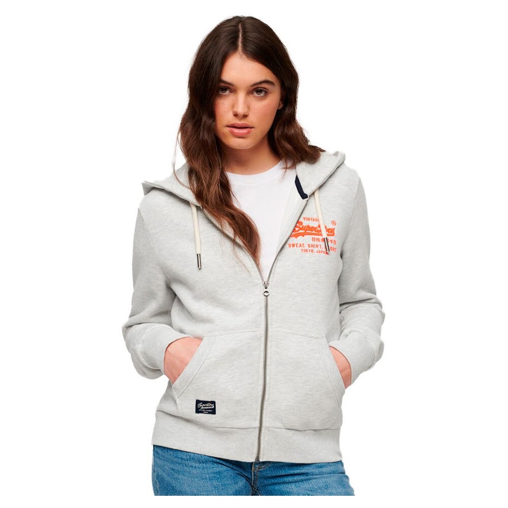 

Толстовка Superdry Neon Vintage Logo Full Zip, серый