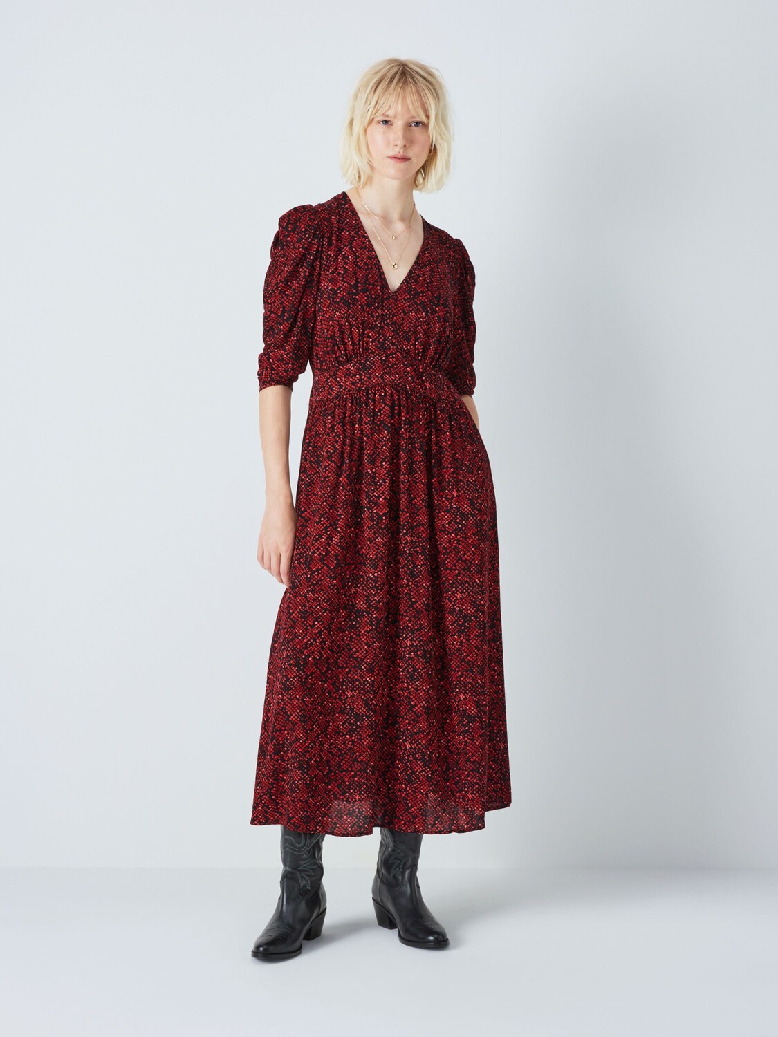 

Платье миди AND/OR Zoe Shibori, красный/мульти