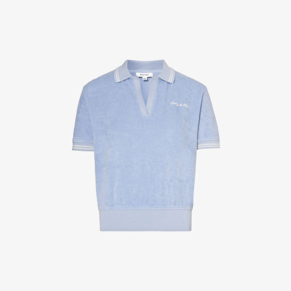 Рубашка-поло Terry с фирменной вышивкой Sporty & Rich, цвет washed periwinkle фотографии
