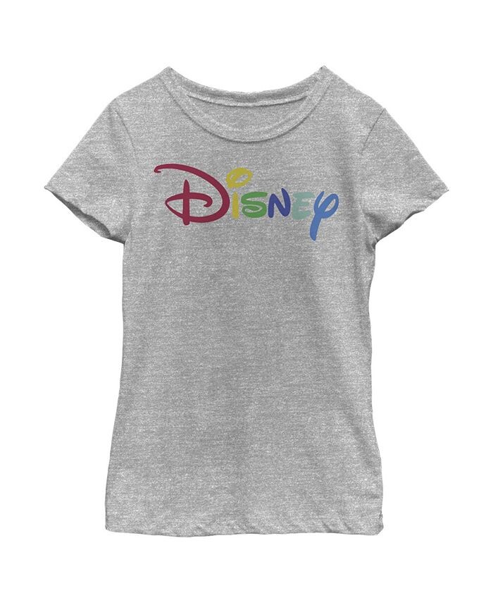 

Классическая детская футболка с разноцветным логотипом для девочек Disney, серый