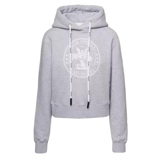

Футболка college hoodie in cotton Palm Angels, серый