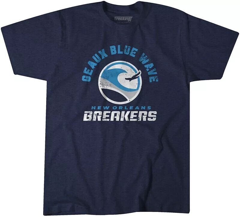 

BreakingT Мужская темно-синяя футболка USFL New Orleans Breakers Geaux Waves