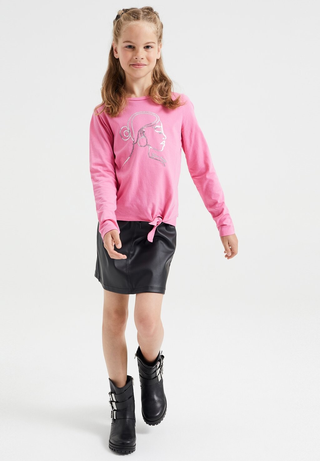 

Футболка с длинным рукавом WE Fashion, розовая