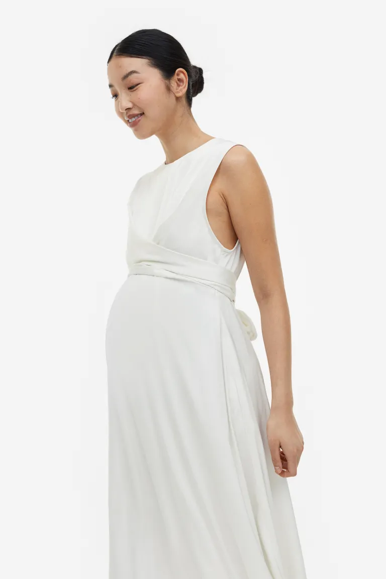 Атласное платье H&M, белый