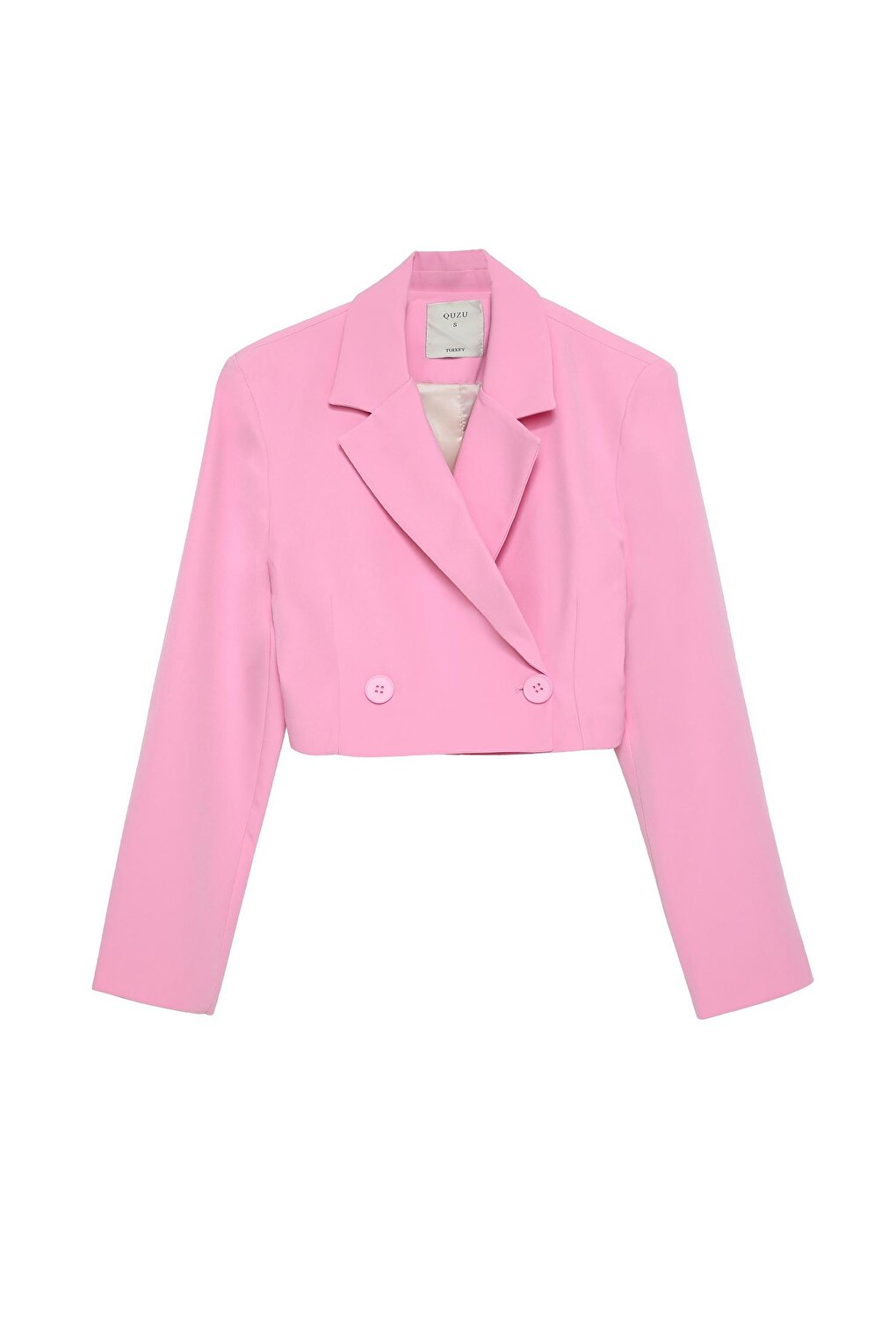 Двубортный укороченный пиджак Розовый QUZU