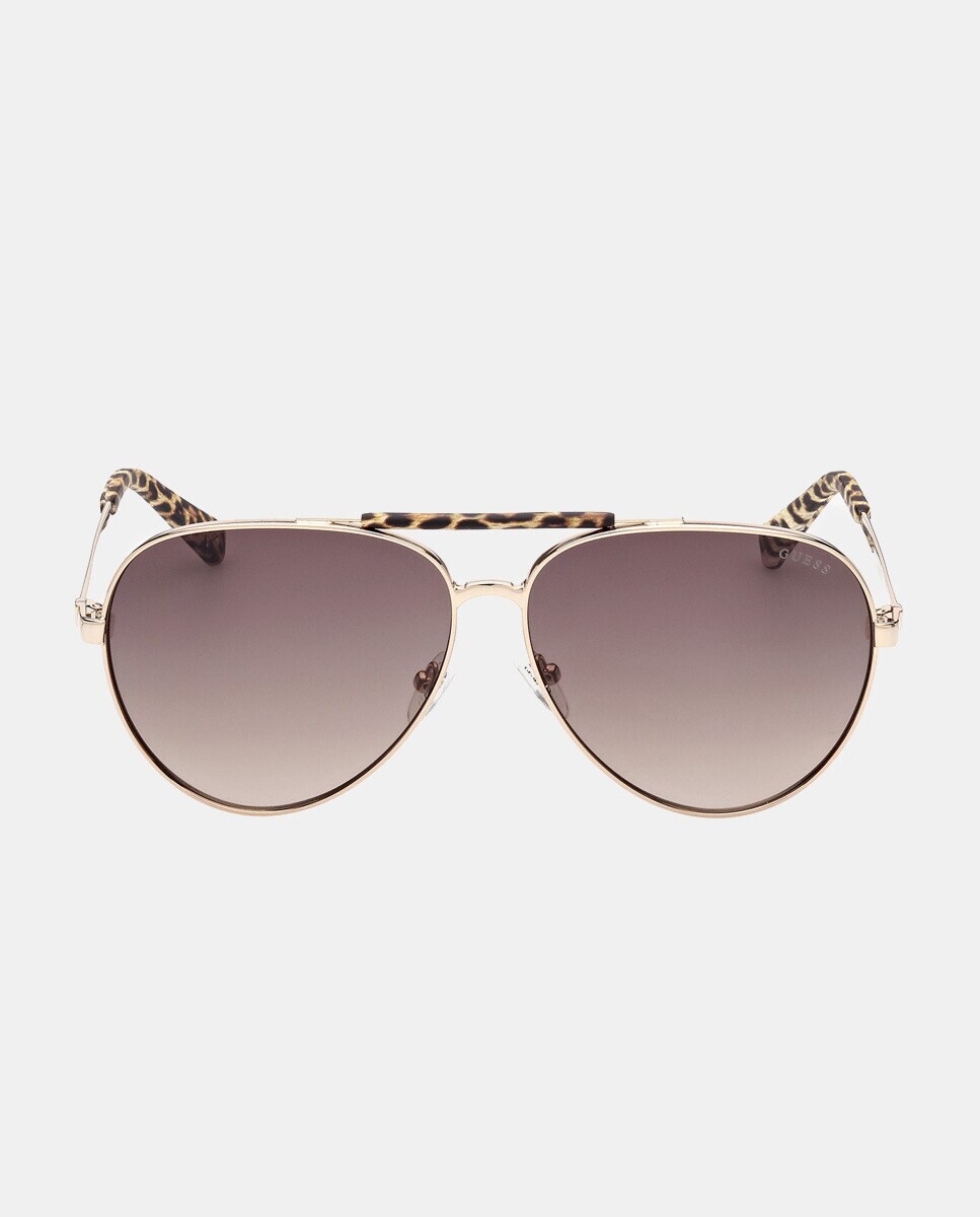 

Солнцезащитные очки-авиаторы унисекс с золотистым металлом Guess, золотой
