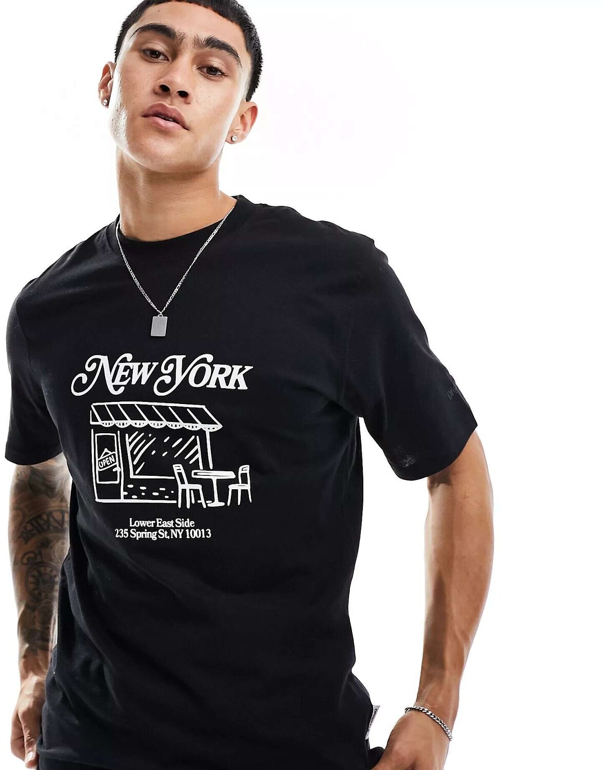 

Черная футболка оверсайз Jack & Jones с принтом «Нью-Йорк», Черный