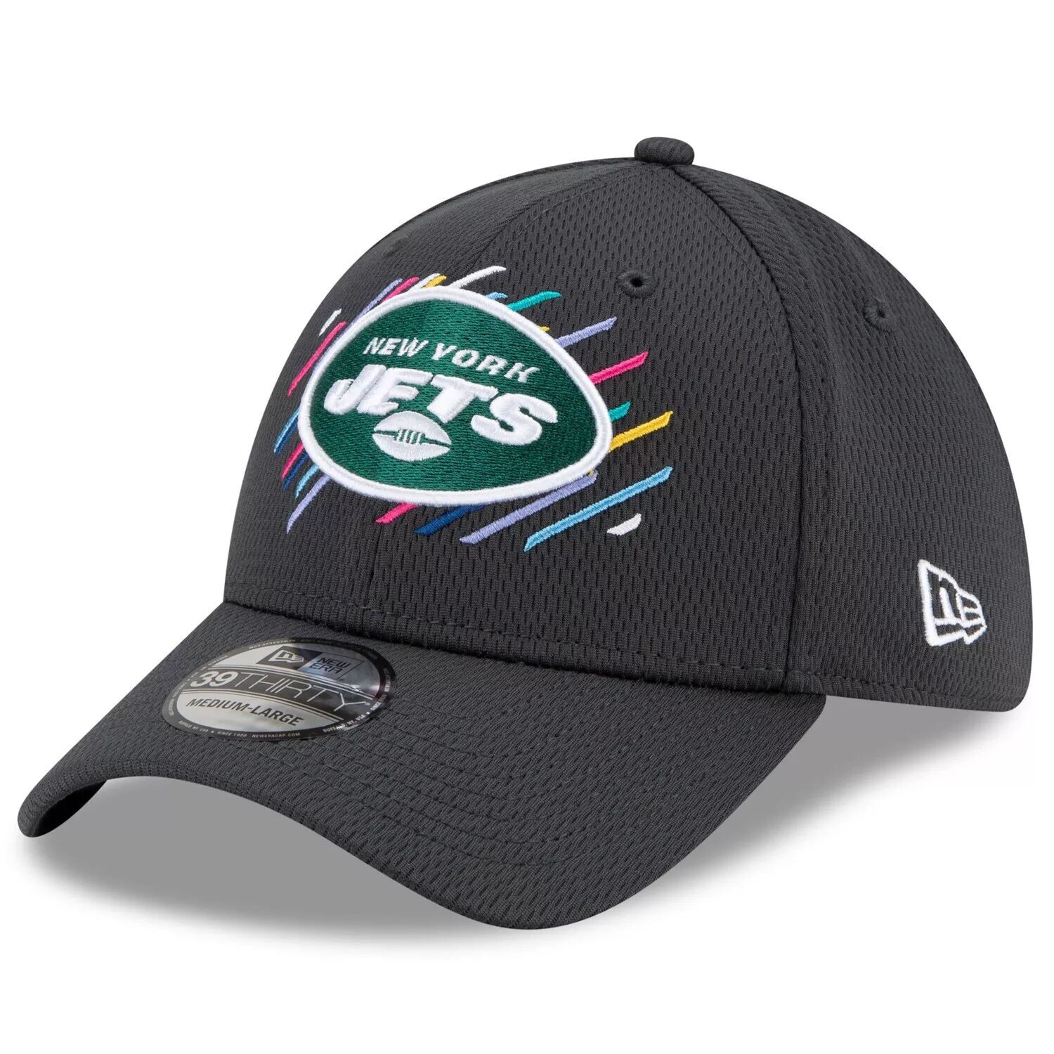 

Мужская темно-серая мужская кепка New Era New York Jets 2021 NFL Crucial Catch 39THIRTY Flex Hat