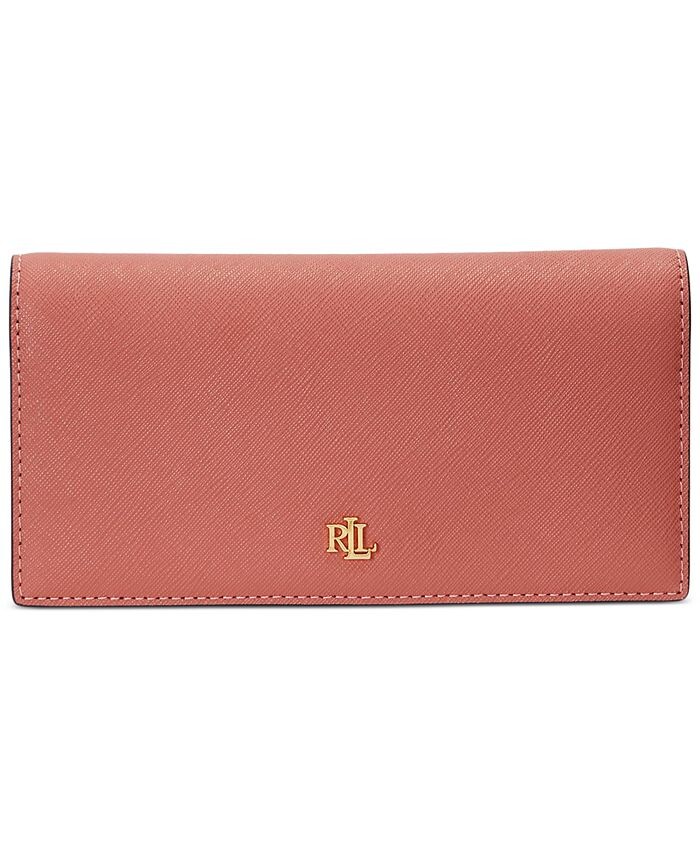 

Тонкий кожаный кошелек Crosshatch Lauren Ralph Lauren, розовый
