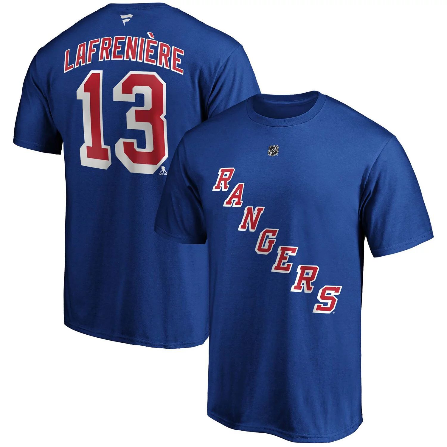 Мужская синяя футболка с логотипом Alexis Lafreniere New York Rangers Big & Tall с именем и номером Fanatics