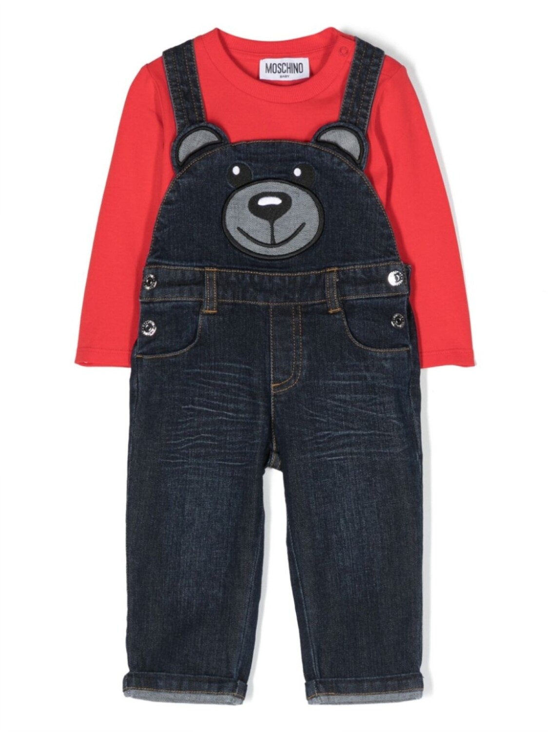 

Moschino Kids джинсовый комбинезон Teddy Bear, красный