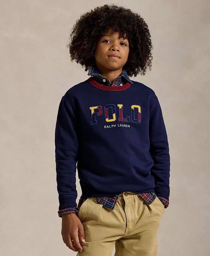 

Вельветовый флисовый свитшот с логотипом Big Boys Polo Ralph Lauren, синий