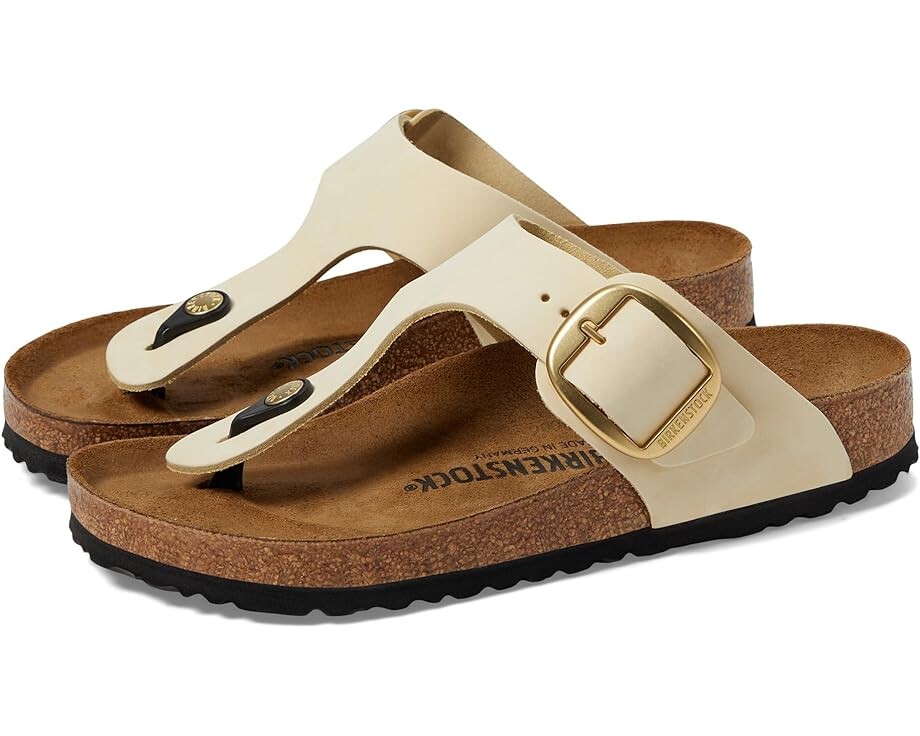 

Сандалии Birkenstock Gizeh Big Buckle - Nubuck Leather, экрю
