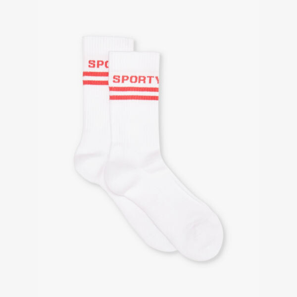 

Спортивные хлопковые носки с интарсией и текстом Sporty & Rich, белый