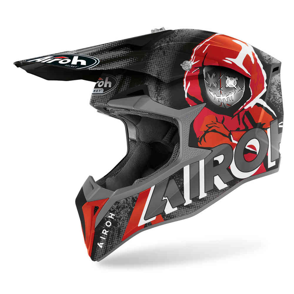 Шлем для мотокросса Wraap Alien Airoh, черный матовый/красный