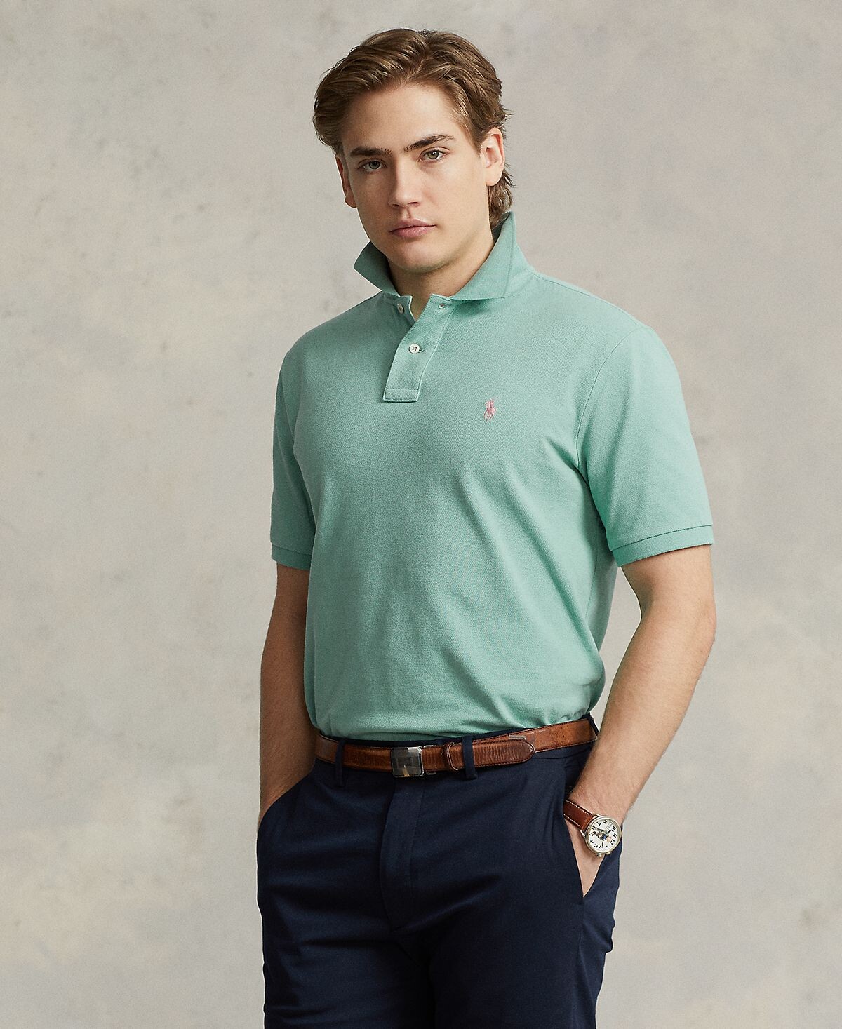 

Мужская рубашка-поло классического кроя в сетку Polo Ralph Lauren
