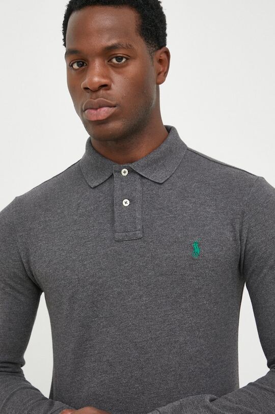 

Хлопковый топ с длинными рукавами Polo Ralph Lauren, серый