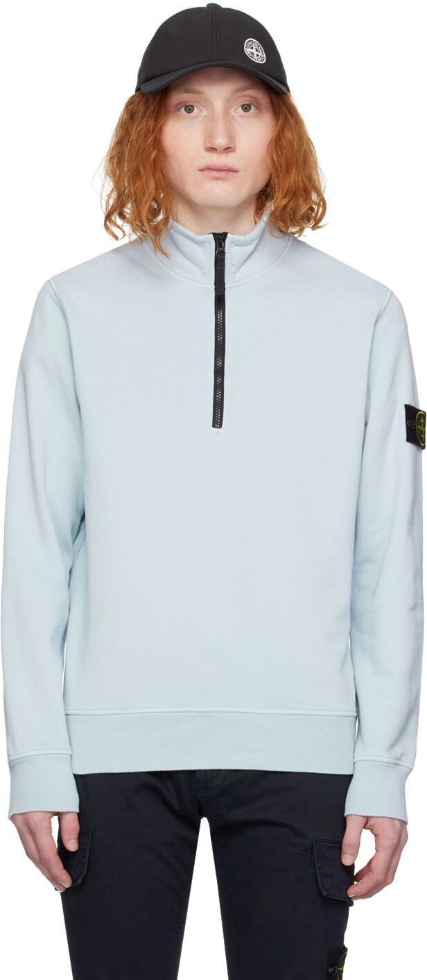 

Синий свитер с полумолнией до половины Stone Island