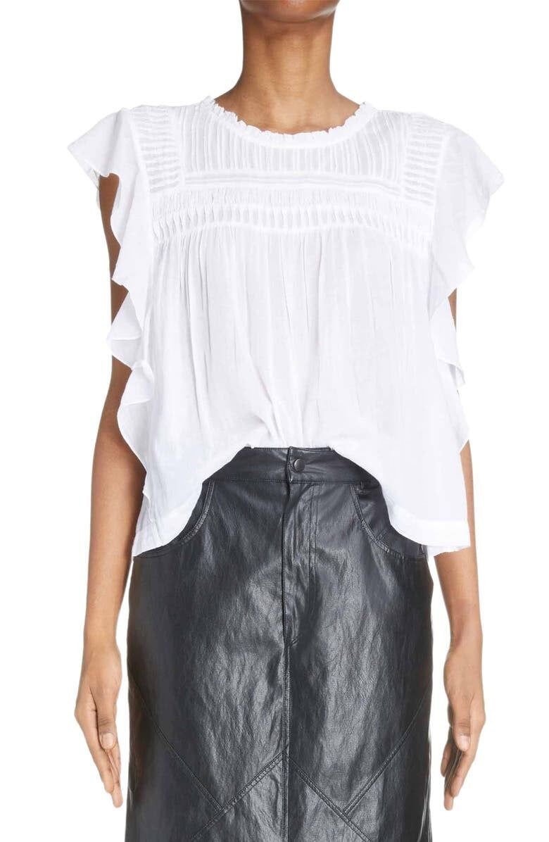 

Хлопковый топ с оборками Layona ISABEL MARANT ÉTOILE, белый