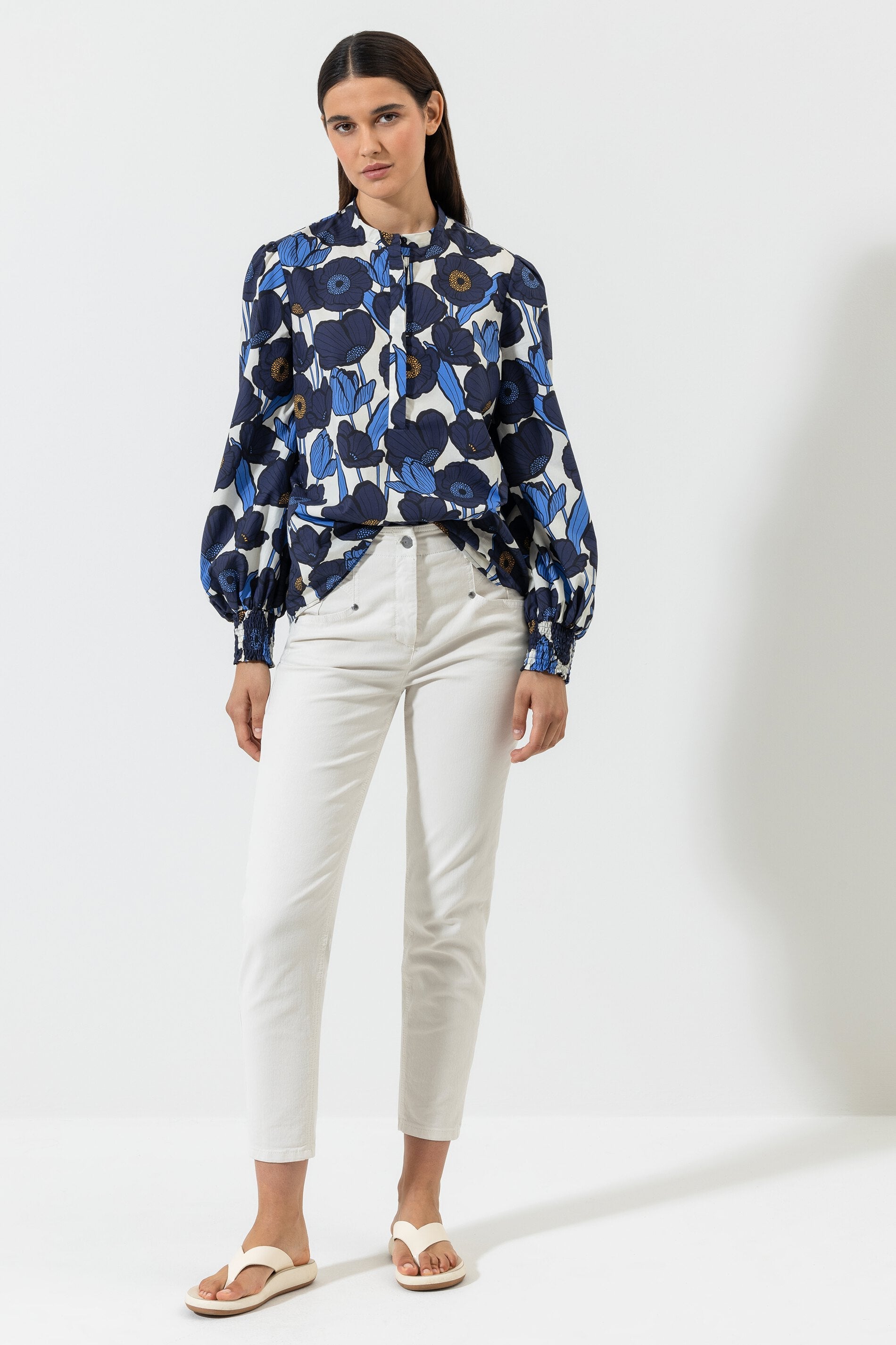 Блузка с цветочным принтом LUISA CERANO, цвет the blue poppy print