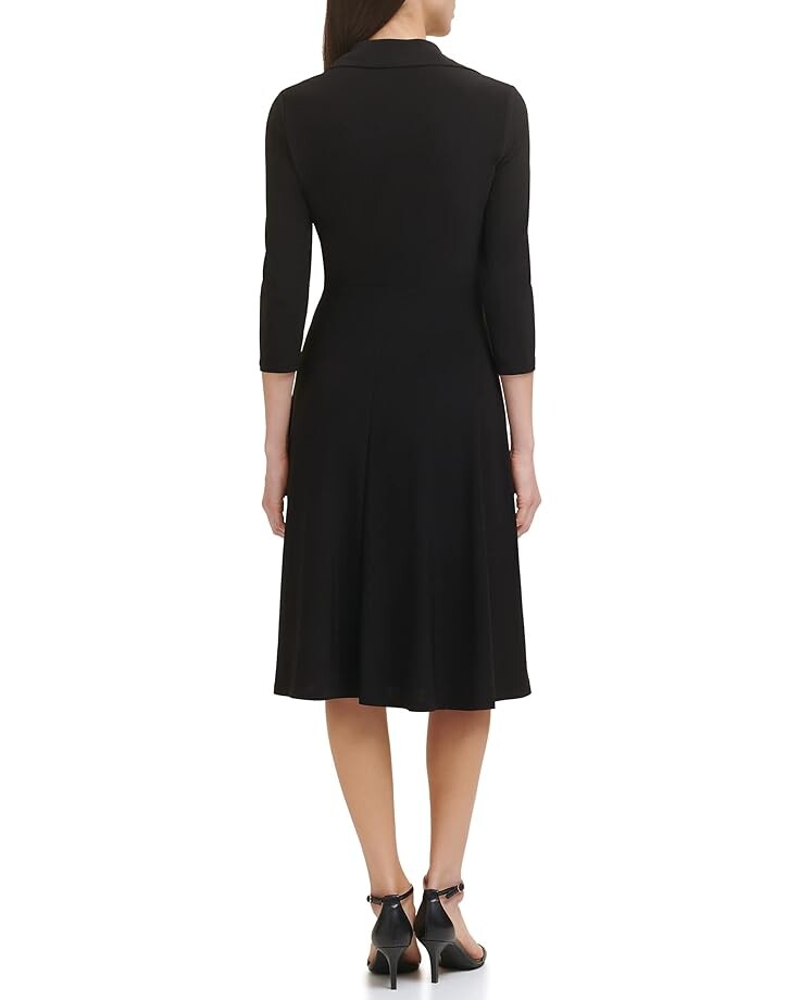 

Платье Tommy Hilfiger V-Neck Twist Waist with 3/4 Sleeve, черный