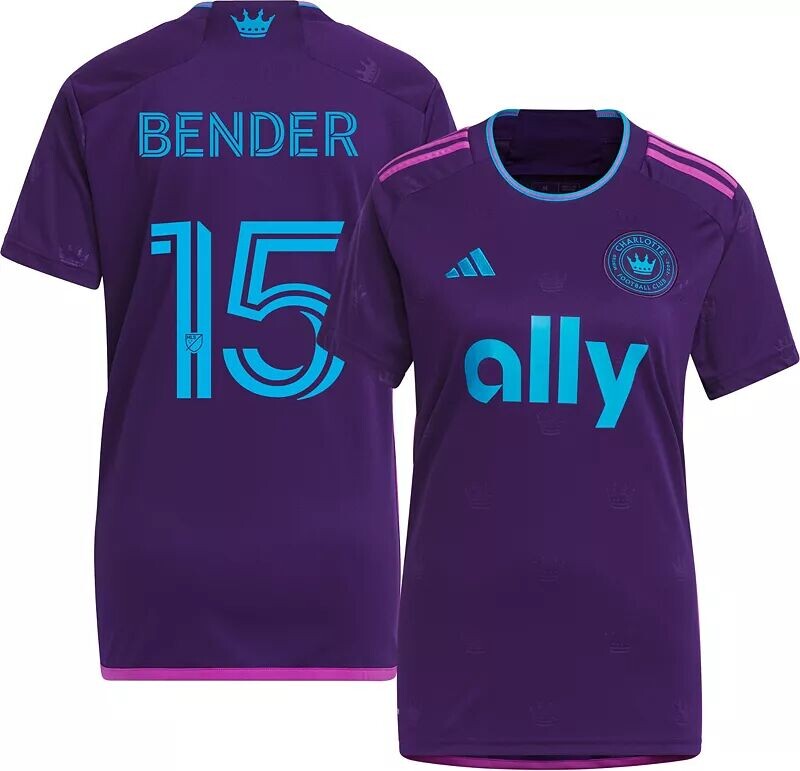 

Женская футболка Adidas Charlotte FC 2023 Ben Bender № 15, вторичная реплика