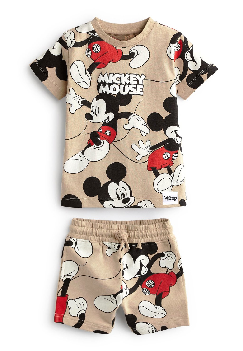 Шорты ALL OVER PRINTED T-SHIRT AND SHORTS LICENSE SET Next, цвет neutral tan mickey mouse