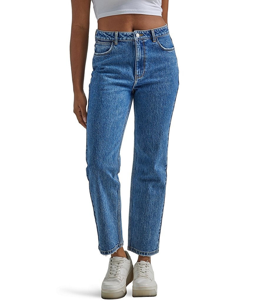 цена Прямые джинсы до щиколотки с высокой посадкой Wrangler, синий