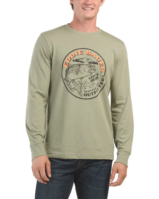 

Футболка с длинным рукавом Troutfitters Stamp Eddie Bauer, цвет Eucalyptus