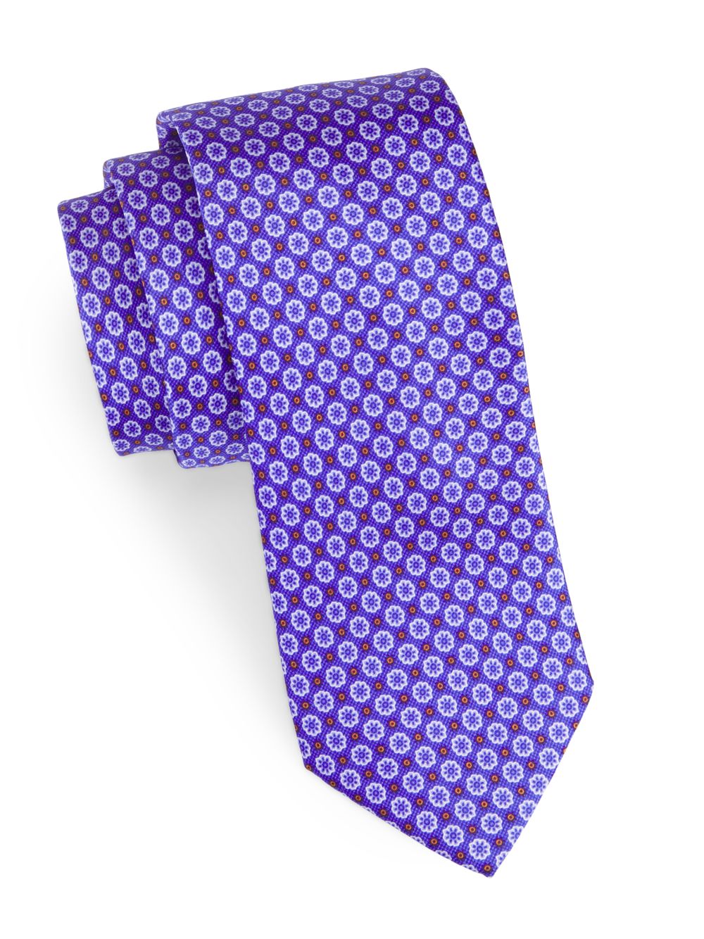 Шелковый галстук с цветочным принтом Canali, фиолетовый