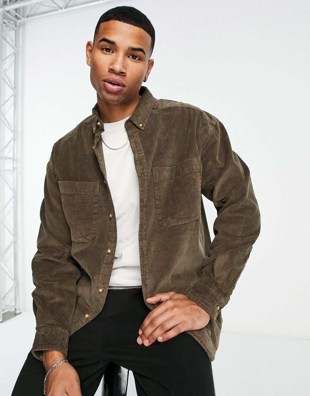 

Винтажная коричневая рубашка оверсайз в стиле 90-х годов ASOS DESIGN