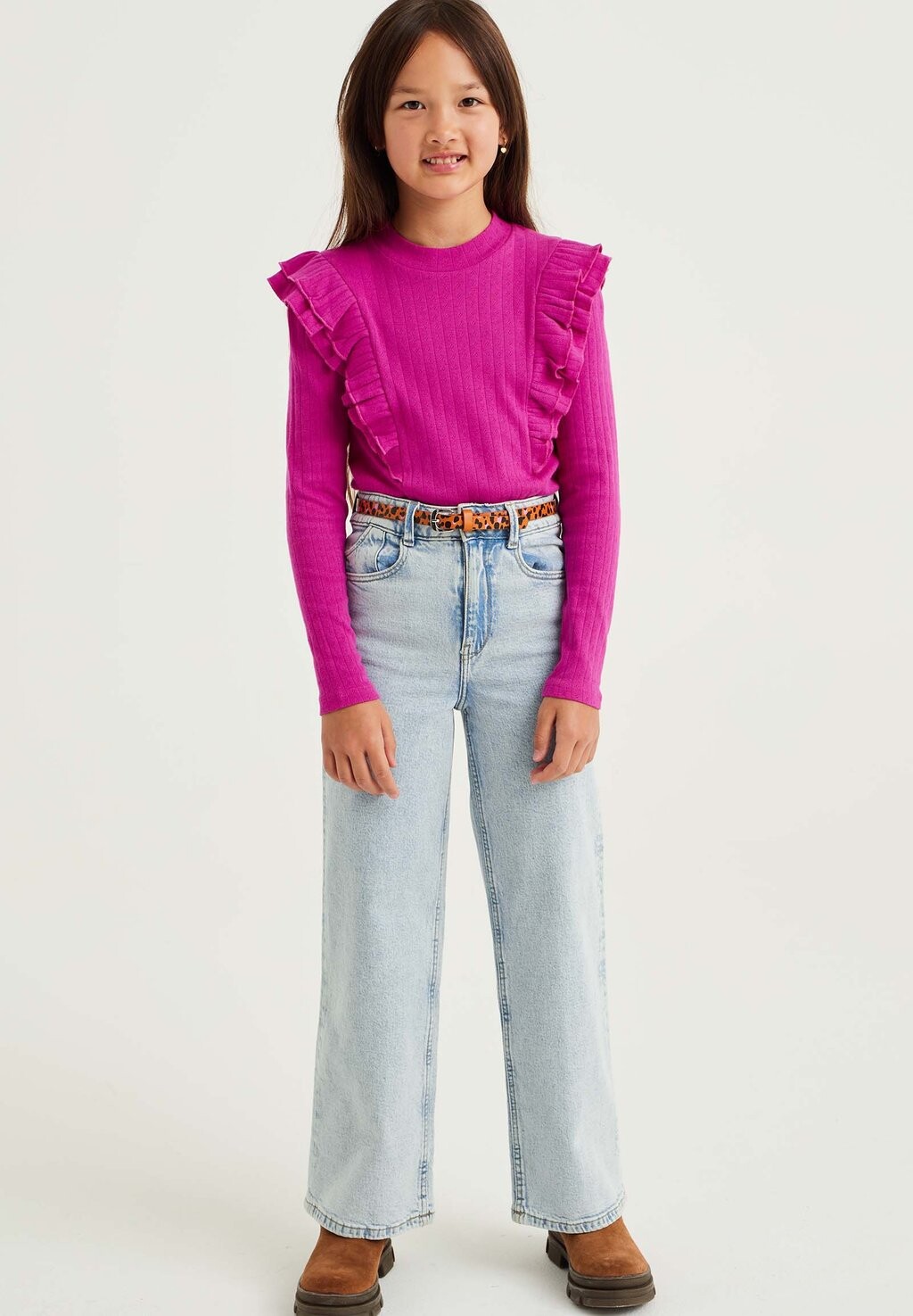 

Футболка с длинным рукавом Met Ruches WE Fashion, розовый