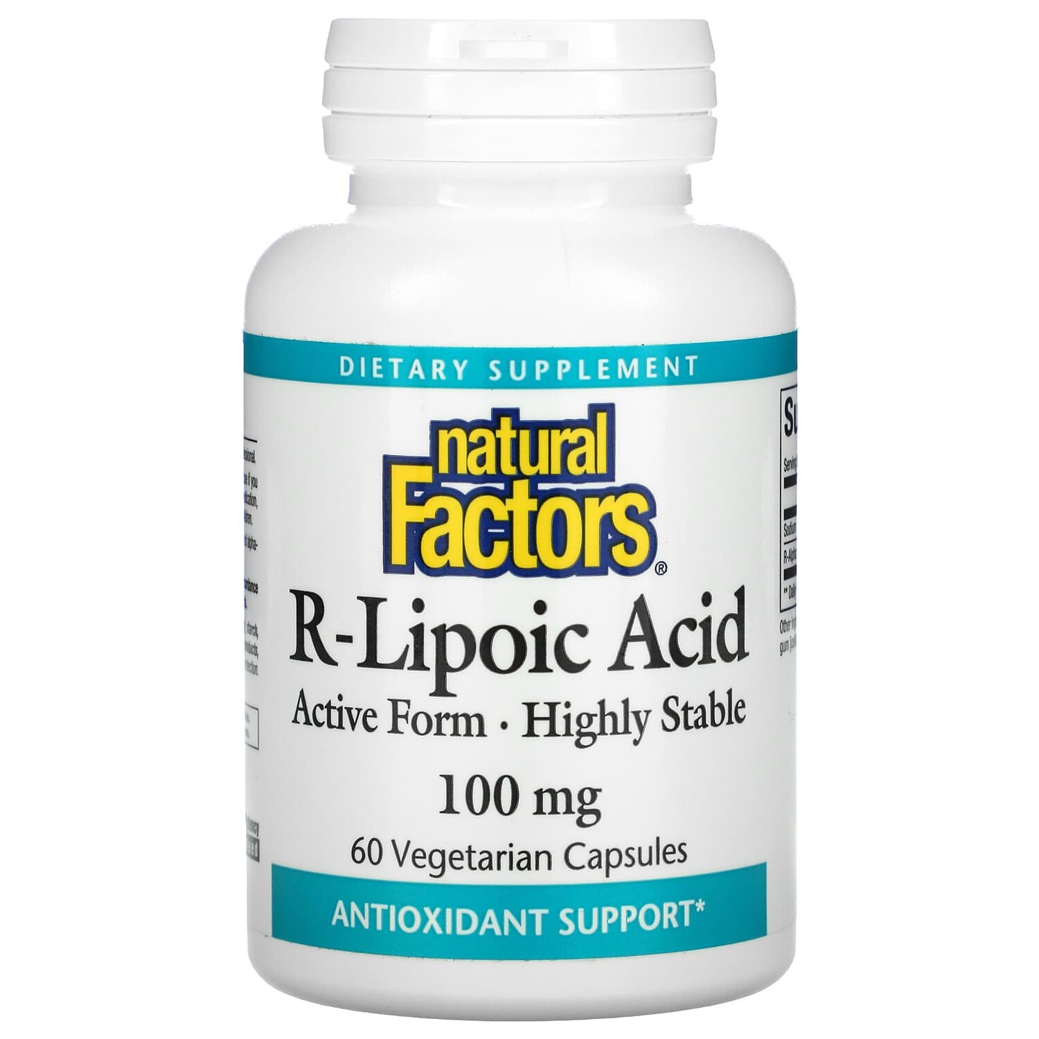 

R-липоевая кислота+, 100 мг, 60 вегетарианских капсул, Natural Factors