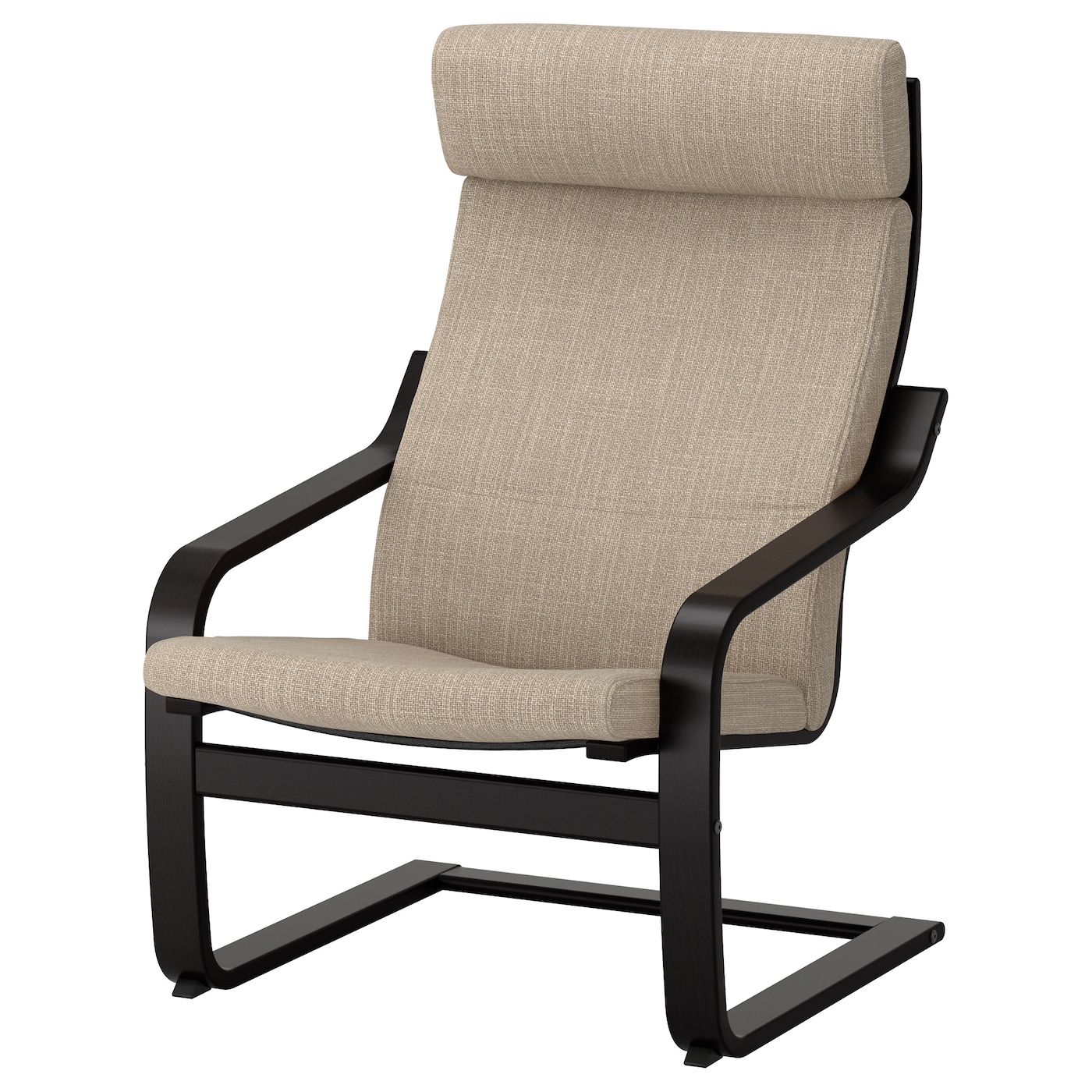 ПОЭНГ Кресло, черно-коричневый/Хилларед бежевый POÄNG IKEA кресло tetchair сн757 ткань коричневый бежевый c 26 c 13