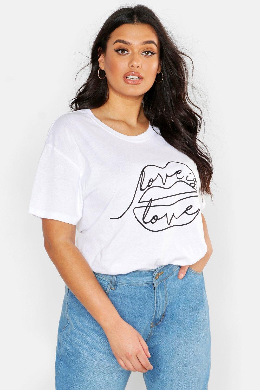 

Футболка с графикой plus lips sketch Boohoo, белый