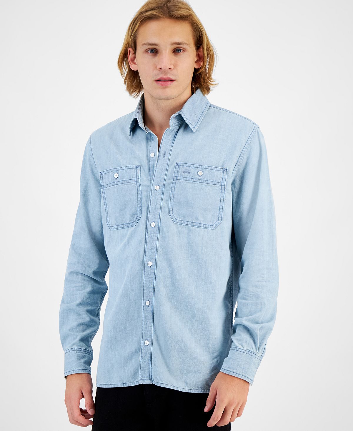 Мужская джинсовая рубашка с длинным рукавом Payton Sun + Stone цена и фото