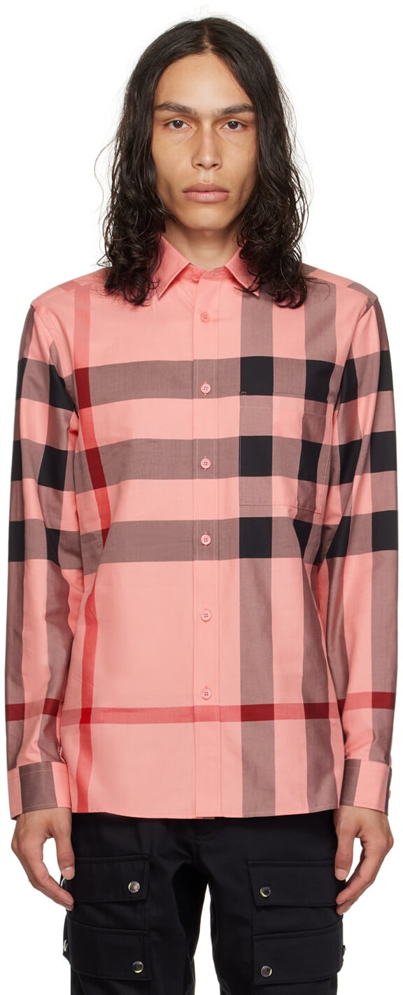 

Розовая рубашка в клетку Burberry