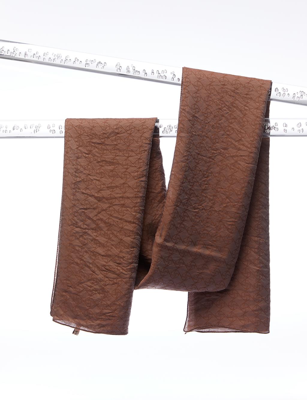 Шаль из жаккардовой вискозной ткани с квадратной монограммой, коричневая Kayra