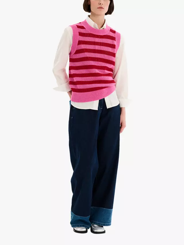 

Топ OMNES Bobbi Stripe Knit Tank, цвет magenta/red