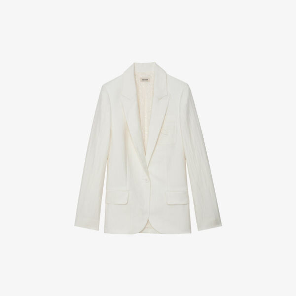 

Однобортный льняной пиджак vow с вышитым логотипом Zadig&Voltaire, цвет blanc