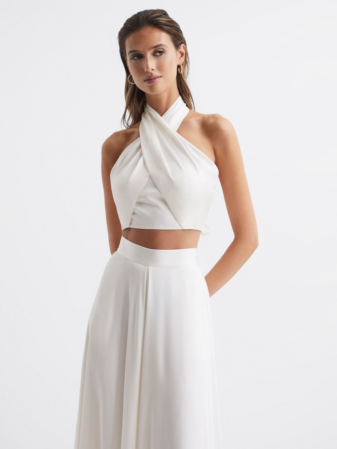 

Рубиновый топ с бретелькой на шее Reiss, белый