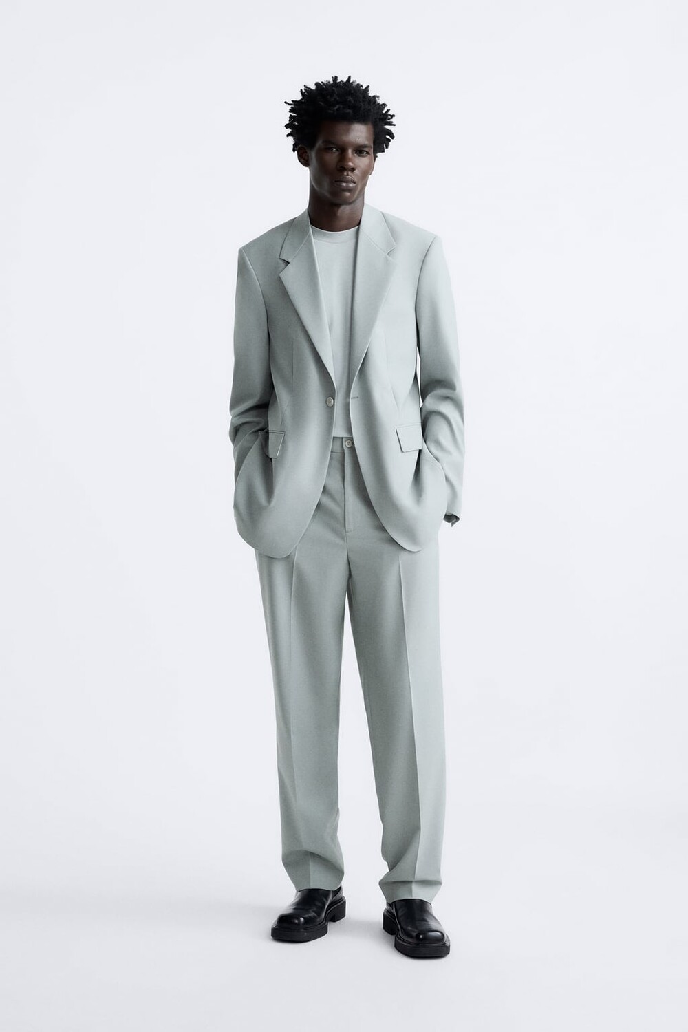 

Костюмный пиджак прямого кроя ZARA, синий