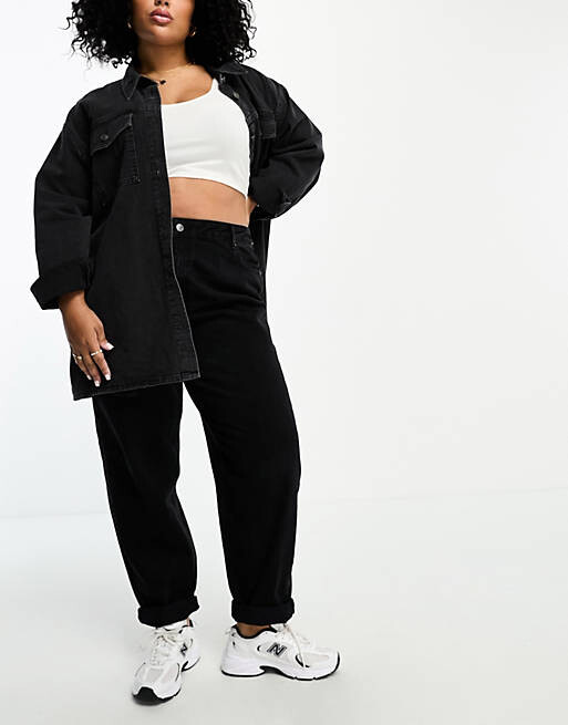 

Черные свободные джинсы Mom ASOS DESIGN Curve